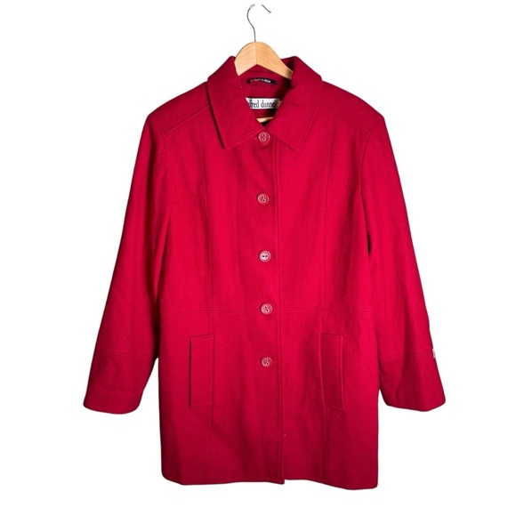 Alfred Dunner Red Wool Jacket Women’s 16 Button Front Classic Winter Coat Chic - Picture 4 of 14